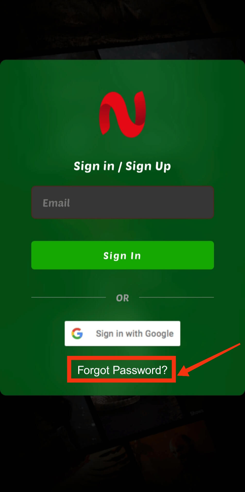 Tap Forgot Password